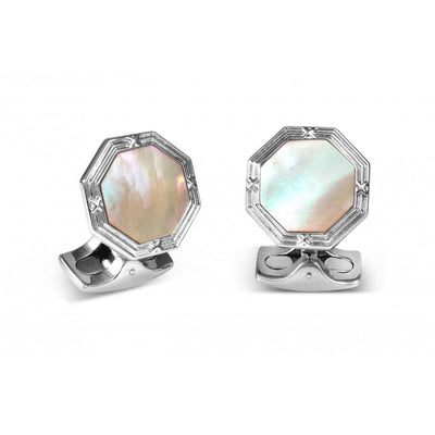 D&F Octagonal Cufflinks with Mother of Pearl - Jackson Hole Jewelry Company