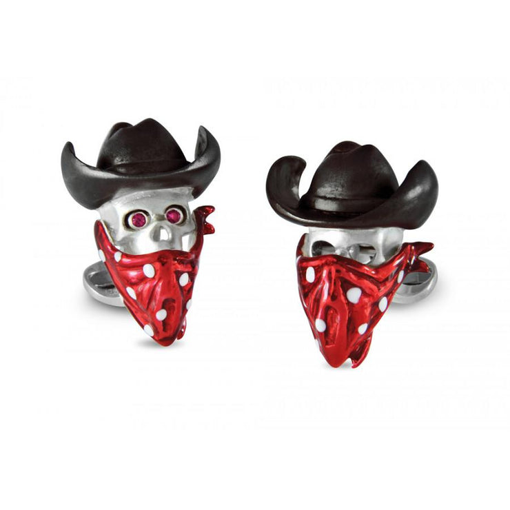 D&F Sterling Silver Cowboy Skull Cufflinks - Jackson Hole Jewelry Company