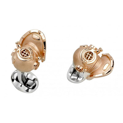 D&F Sterling Silver Diving Helmet Cufflinks - Jackson Hole Jewelry Company