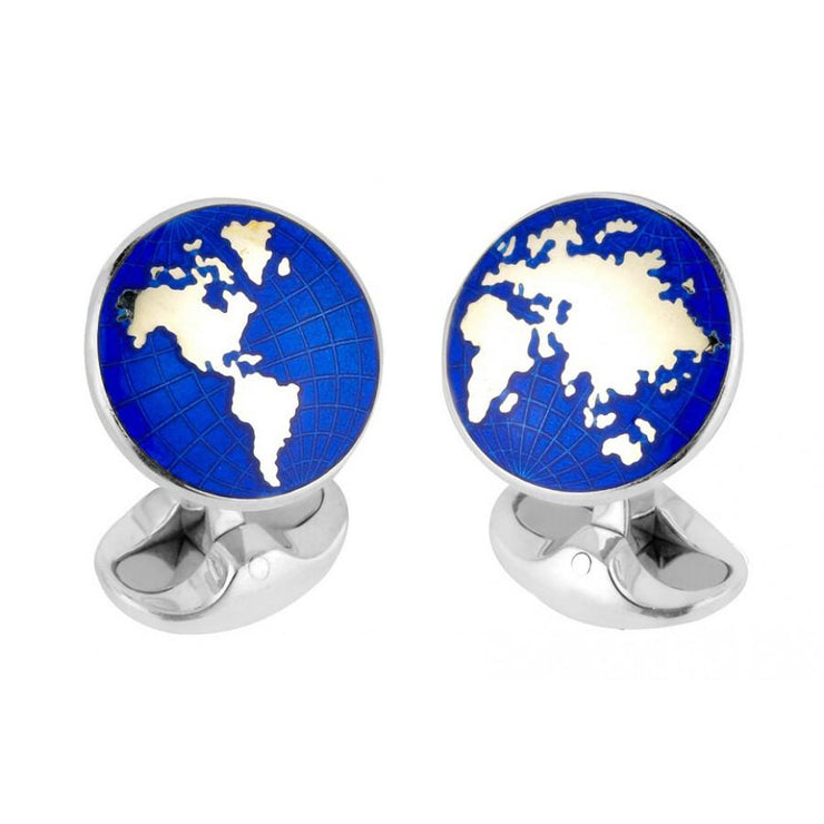 D&F Sterling Silver Enamel World Cufflinks - Jackson Hole Jewelry Company