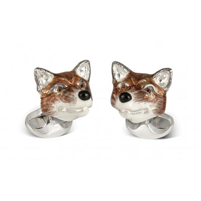 D&F Sterling Silver Fox Head Cufflinks - Jackson Hole Jewelry Company