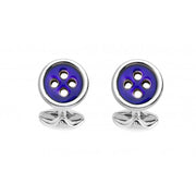 D&F Sterling Silver Navy Blue Button Cufflinks - Jackson Hole Jewelry Company