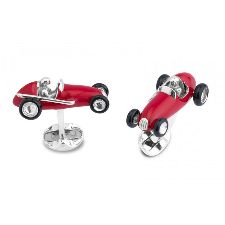 D&F Sterling Silver Red Racing Car Cufflinks - Jackson Hole Jewelry Company