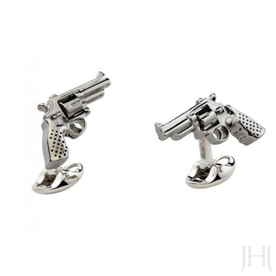 D&F Sterling Silver Revolver Gun Cufflinks - Jackson Hole Jewelry Company