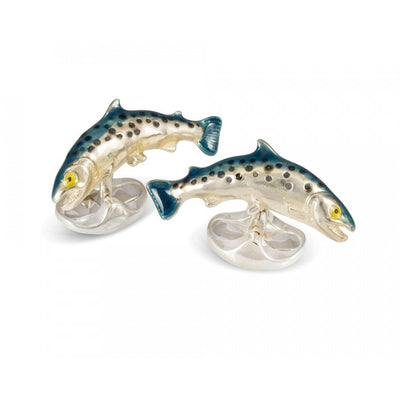 D&F Sterling Silver Salmon Cufflinks - Jackson Hole Jewelry Company