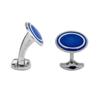 D&F Sterling Silver White and Royal Blue Enamel Cufflinks - Jackson Hole Jewelry Company