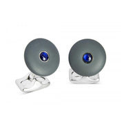 D&F 'The Brights' Grey Round Cufflinks with Sapphire Centre - Jackson Hole Jewelry Company