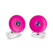 D&F 'The Brights' Hot Pink Round Cufflinks with Sapphire Centre - Jackson Hole Jewelry Company