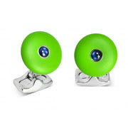 D&F 'The Brights' Lime Green Round Cufflinks with Sapphire Centre - Jackson Hole Jewelry Company