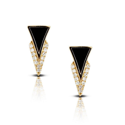 Doves 14K Yellow Gold Gatsby Black Onyx Post Earrings - Jackson Hole Jewelry Company