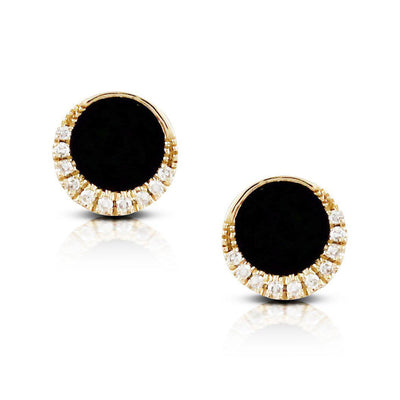 Doves 14K Yellow Gold Gatsby Black Onyx Post Earrings - Jackson Hole Jewelry Company