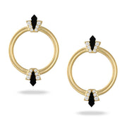 Doves 18K Yellow Gold Gatsby Black Onyx Circle Earrings - Jackson Hole Jewelry Company