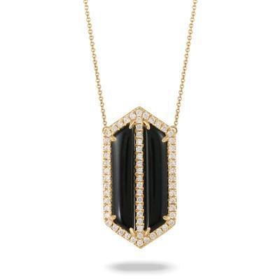 Doves 18K Yellow Gold Gatsby Black Onyx & Diamond Necklace - Jackson Hole Jewelry Company