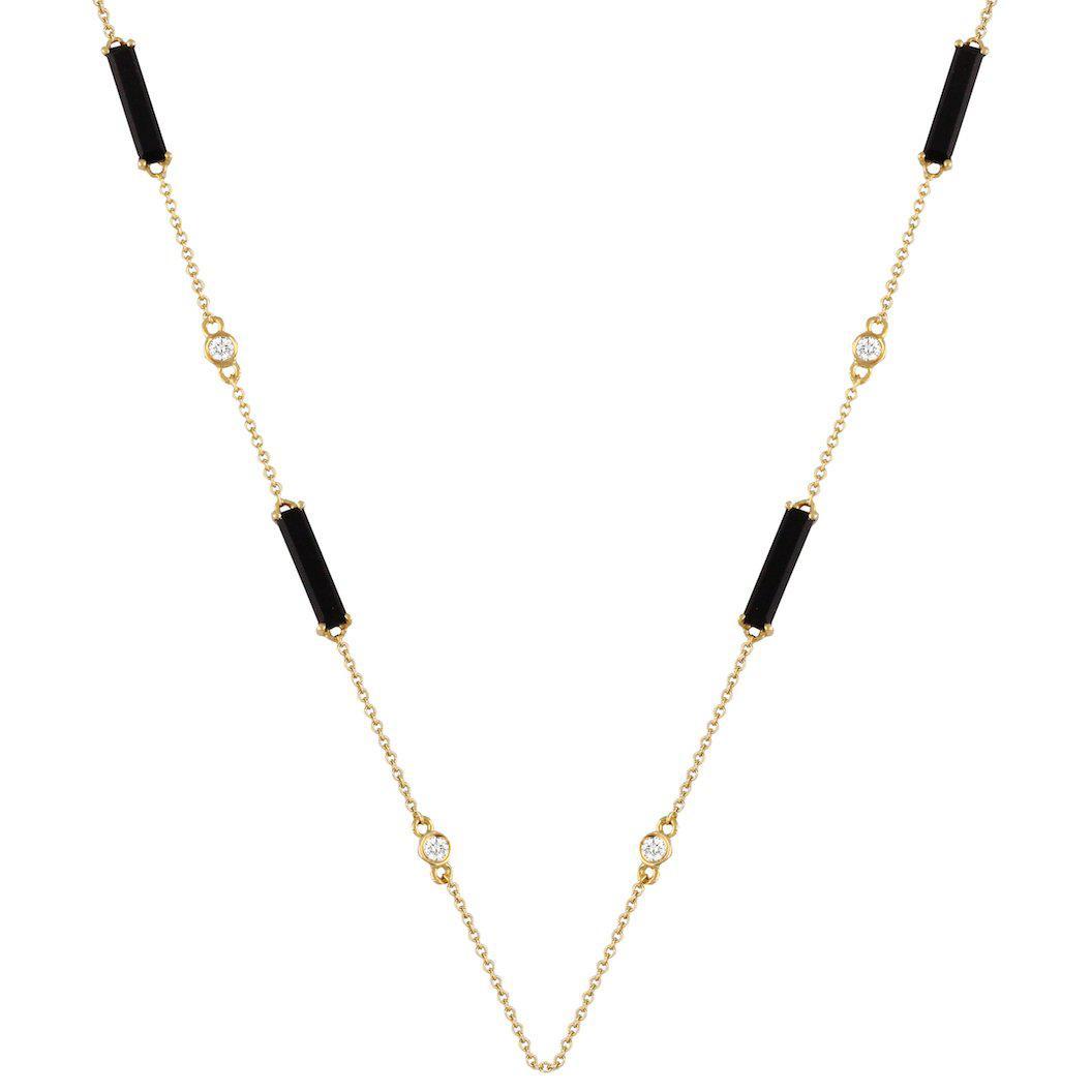 Doves 18K Yellow Gold Gatsby Black Onyx Necklace - Jackson Hole Jewelry Company