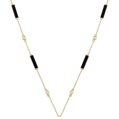 Doves 18K Yellow Gold Gatsby Black Onyx Necklace - Jackson Hole Jewelry Company