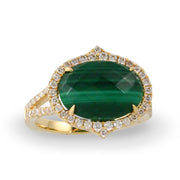 Doves 18K Yellow Gold Malachite & Diamond Ring - Jackson Hole Jewelry Company