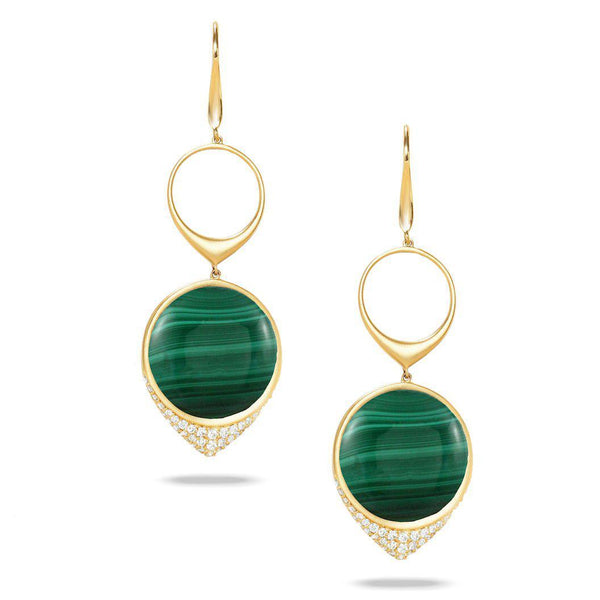 Doves 18K Yellow Gold Malachite and Diamond Earrings – Jackson