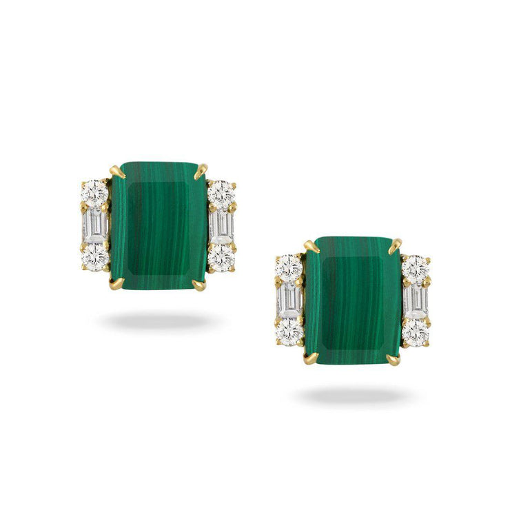 Doves 18K Yellow Gold Malachite Post Earrings - Jackson Hole Jewelry Company