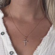 Teton Cross Necklace Set in 18K Gold & Diamond Pave