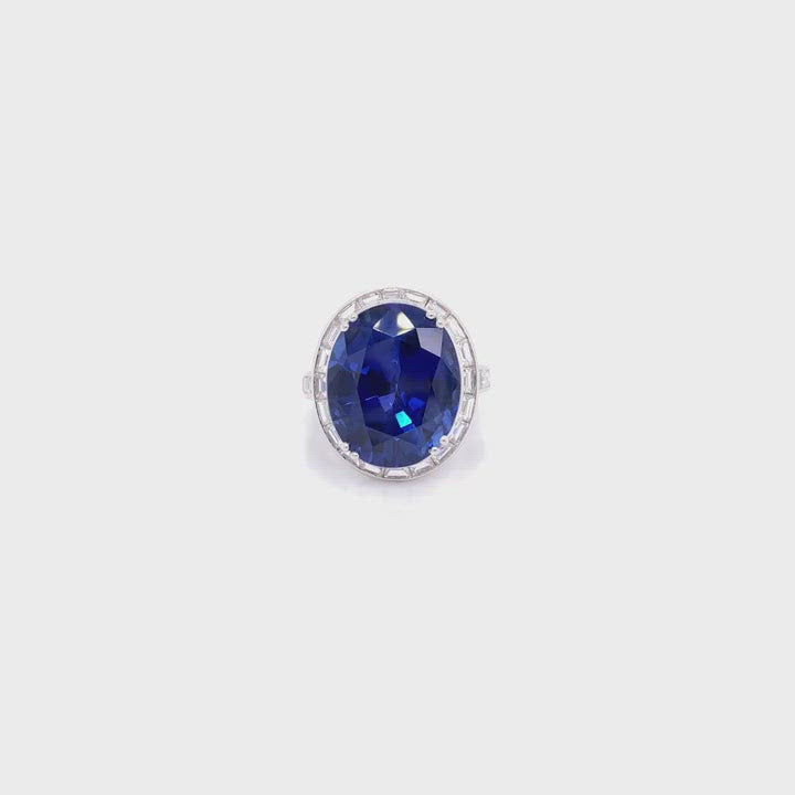 Picchiotti Oval Blue Sapphire and Baguette Diamond Ring