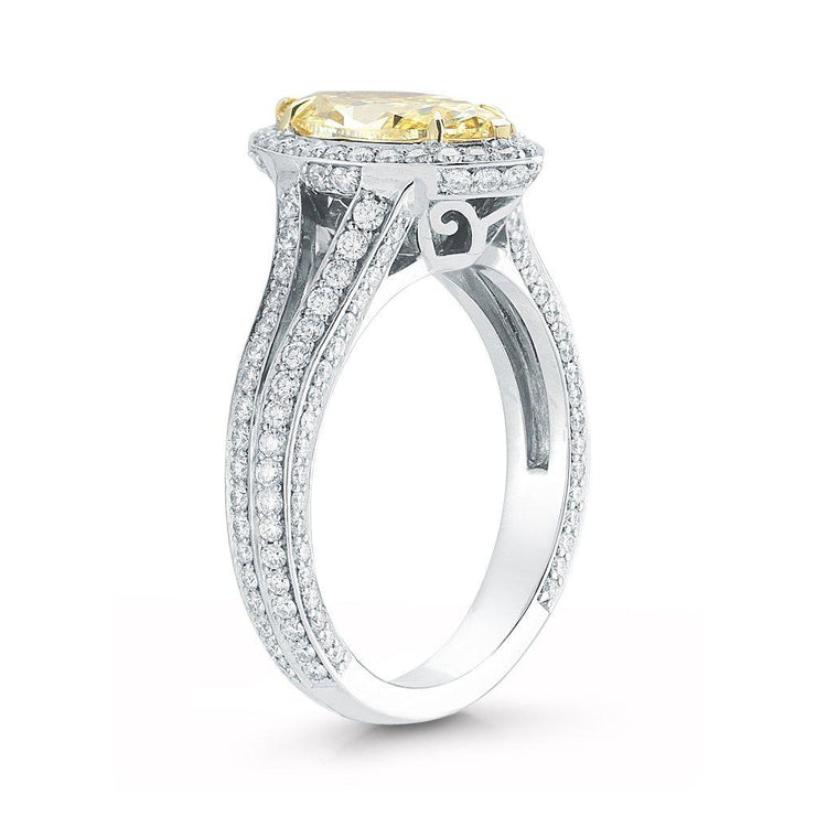 Fancy Yellow Marquise Pave Halo Diamond Ring - Jackson Hole Jewelry Company