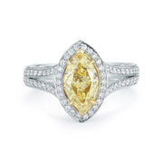 Fancy Yellow Marquise Pave Halo Diamond Ring - Jackson Hole Jewelry Company