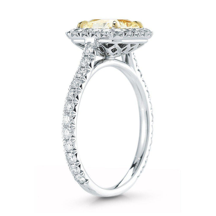 Fancy Yellow Radiant Cut Pave Halo Diamond Ring - Jackson Hole Jewelry Company