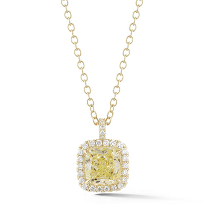 GIA Fancy Light Green Diamond Halo Pendant - Jackson Hole Jewelry Company