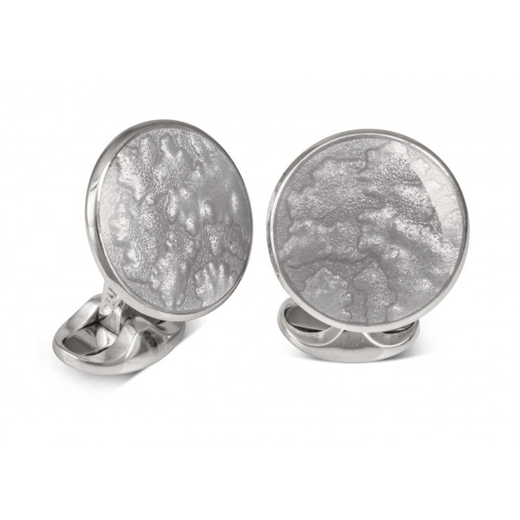 D&F Summer Haze Dome Cufflinks With Silver Enamel in .925 Sterling Silver - Jackson Hole Jewelry Company
