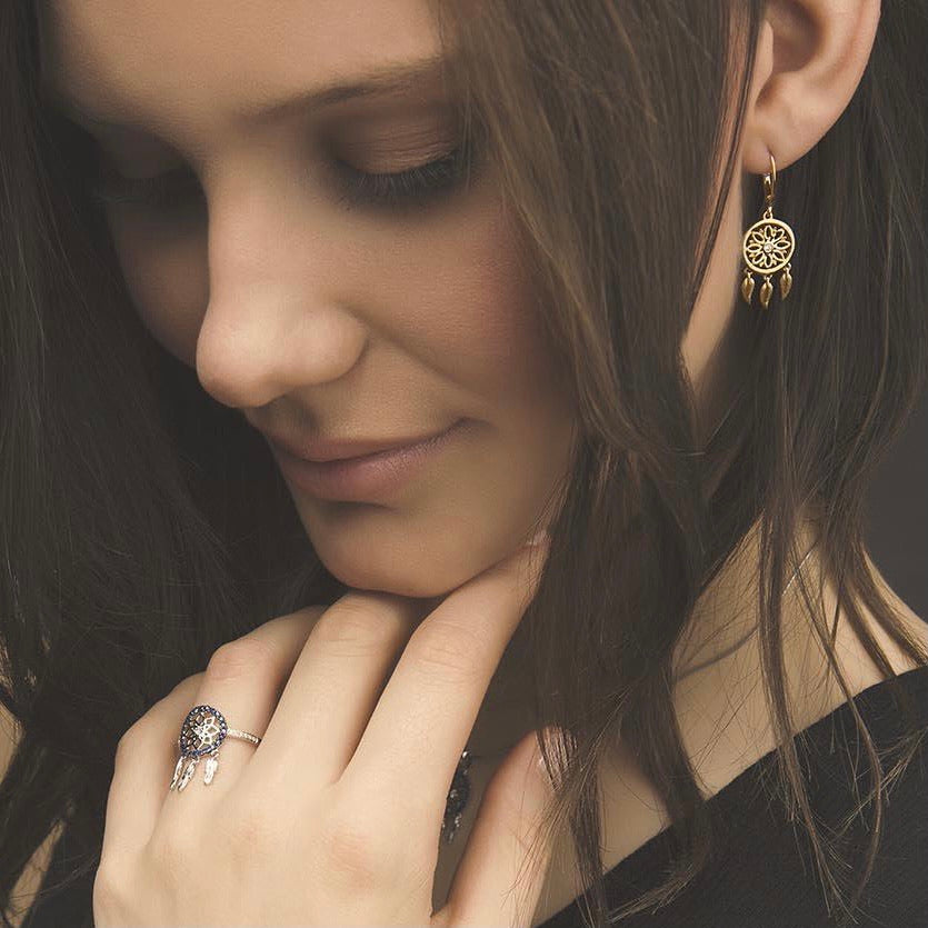 18 Karat Yellow Gold Dreamcatcher Earrings – Jackson Hole Jewelry