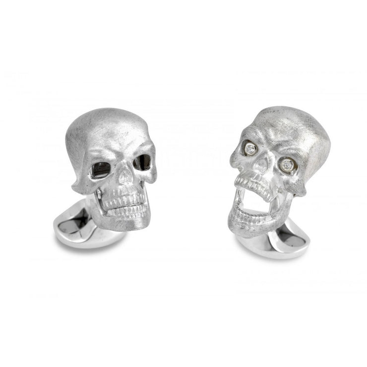 D&F Skull Cufflinks With Diamond Eyes in .925 Sterling Silverware - Jackson Hole Jewelry Company