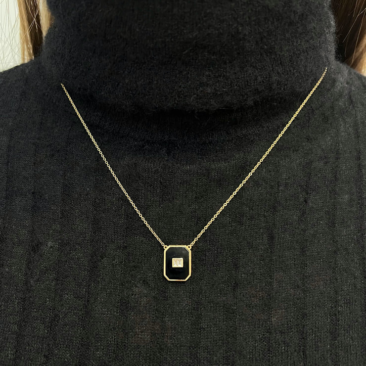 Doves 18K Yellow Gold Octagonal Black Onyx and Diamonds Necklace - Jackson Hole Jewelry Company