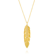 14k Marika Desert Gold Feather Necklace with Diamonds - Jackson Hole Jewelry Company