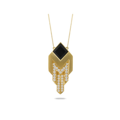 DOVES GATSBY 18K YELLOW GOLD BLACK ONYX AND DIAMOND NECKLACE - Jackson Hole Jewelry Company