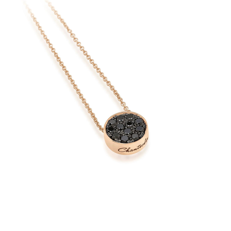 Chantecler 18K Rose Gold Necklace with Capritude Paillettes Pendant, Black Diamonds Pave and Black Enamel - Jackson Hole Jewelry Company
