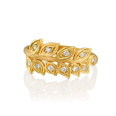 14k Marika Desert Gold and Diamond Wheat Ring - Jackson Hole Jewelry Company