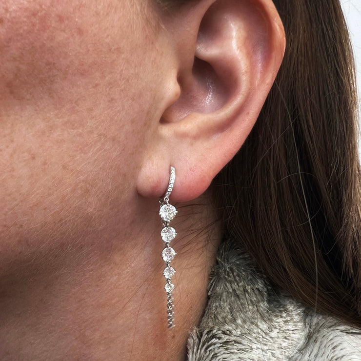 Diamond Graduated Drop Earrings with Chain Accent - Jackson Hole Jewelry Company