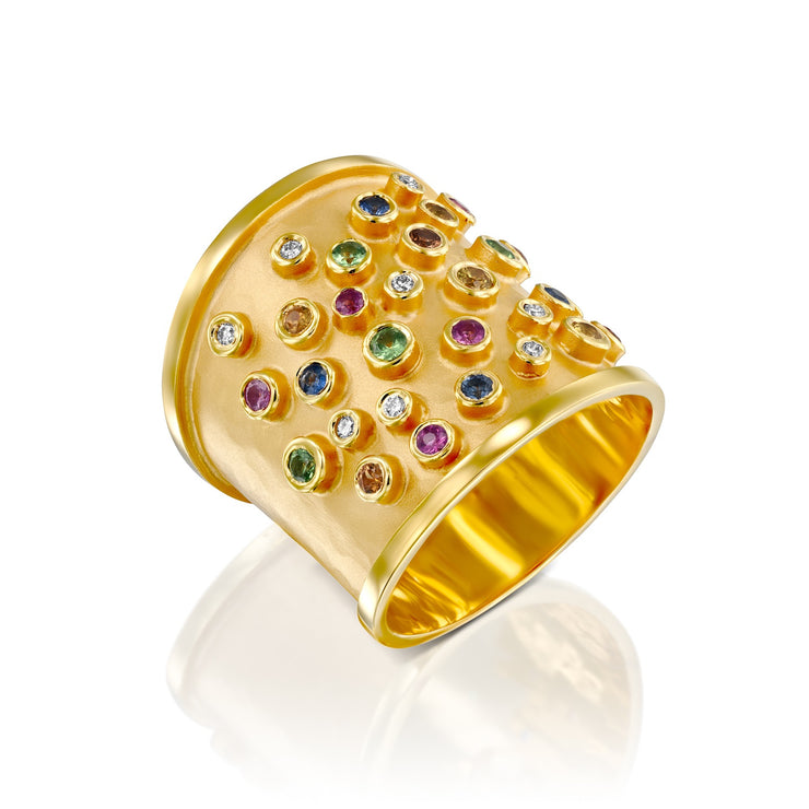 14k Marika Desert Gold Sapphire and Diamond Ring - Jackson Hole Jewelry Company
