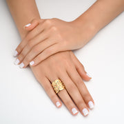 14k Marika Desert Gold Sapphire and Diamond Ring - Jackson Hole Jewelry Company
