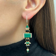 Doves 18K Yellow Gold Multi Shape Black Onyx and Malachite Earrings with Diamonds - Jackson Hole Jewelry Company