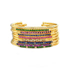 14k Marika Desert Gold Stackable Cuff with Pavé Diamonds and Green Tsavorite - Jackson Hole Jewelry Company