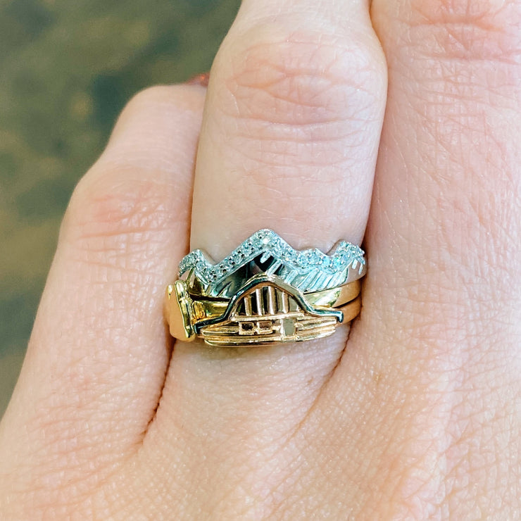 Teton Mountain Stacking Ring 14KY & 14KW with Diamonds – Jackson Hole ...