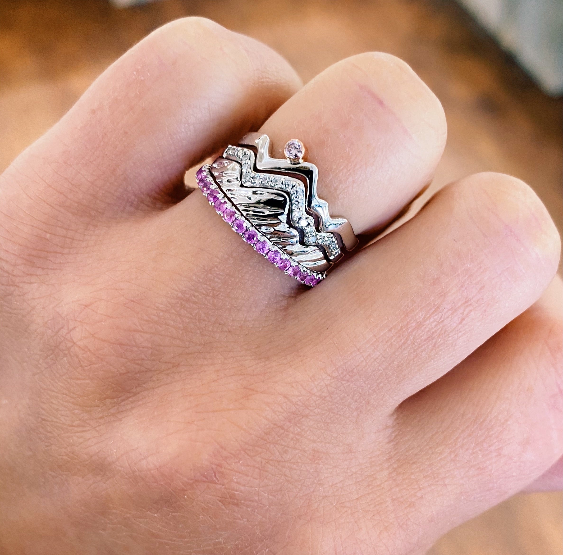 Pink Sapphire French Cut Pavé Eternity Ring - Jackson Hole Jewelry Company