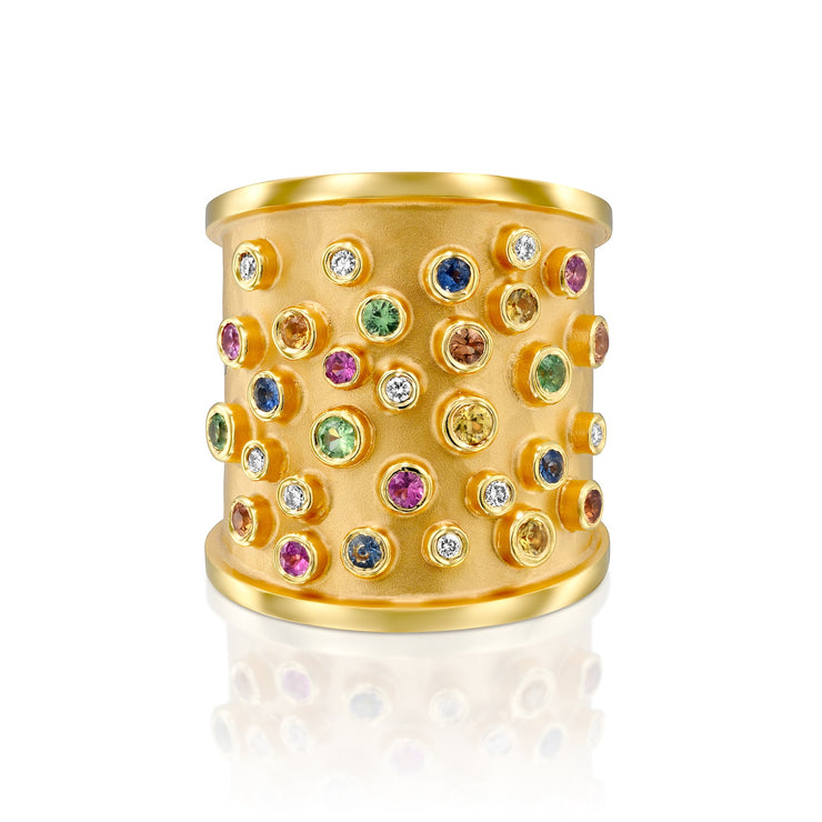 14k Marika Desert Gold Sapphire and Diamond Ring - Jackson Hole Jewelry Company