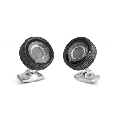 D&F Camera Lens Cufflinks Made From Base Metal - Jackson Hole Jewelry Company