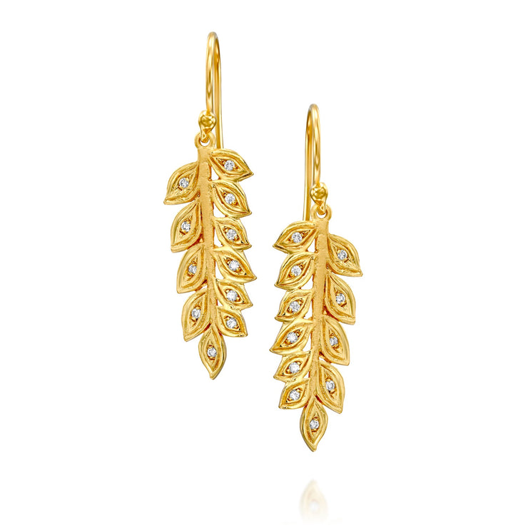 14k Marika Desert Gold Wheat Earrings with Diamonds - Jackson Hole Jewelry Company