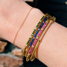 14k Marika Desert Gold Stackable Cuff with Pavé Diamonds and Pink Sapphire - Jackson Hole Jewelry Company