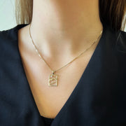 Small 14KY Gold Signature Teton Rectangular Cutout Pendant - Jackson Hole Jewelry Company