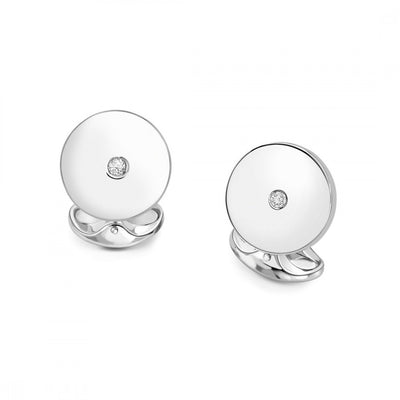 D&F Bezel Set Diamond Cufflinks in .925 Sterling Silver - Jackson Hole Jewelry Company