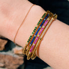 14k Marika Desert Gold Stackable Cuff with Pavé Diamonds and Green Tsavorite - Jackson Hole Jewelry Company